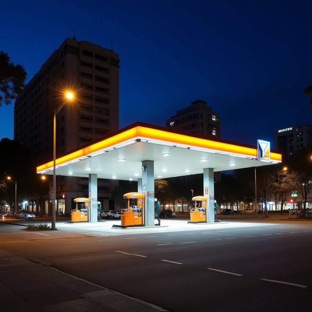 Estación YPF moderna en ciudad